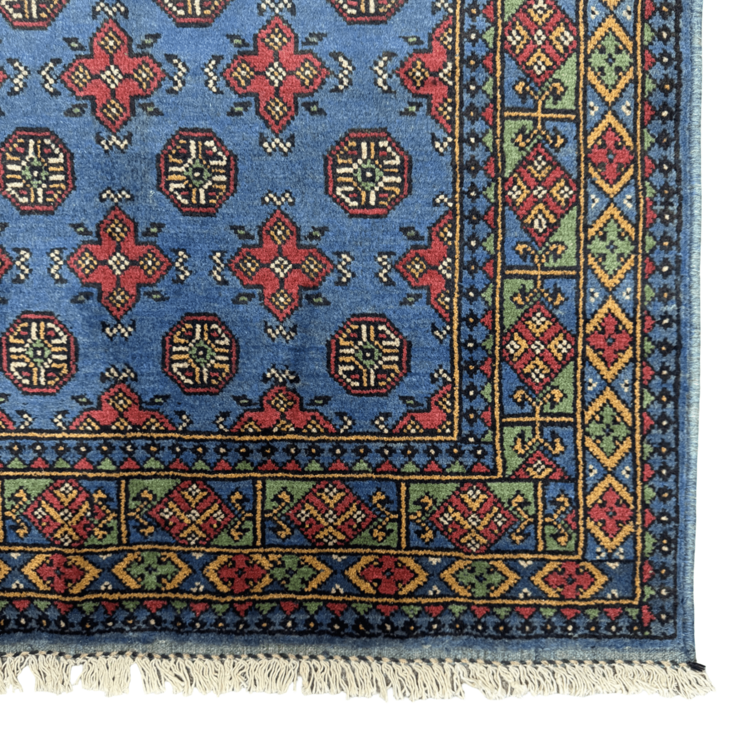 184 x 122 cm Hand-Knotted Afghan Akche Rug, Blue