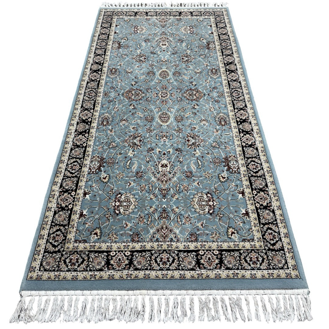 200 x 100 cm Elegant Blue Oriental Medallion Rug