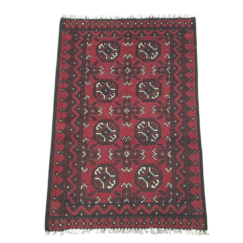 110 x 73 cm Hand-Woven Red Afghan Akche