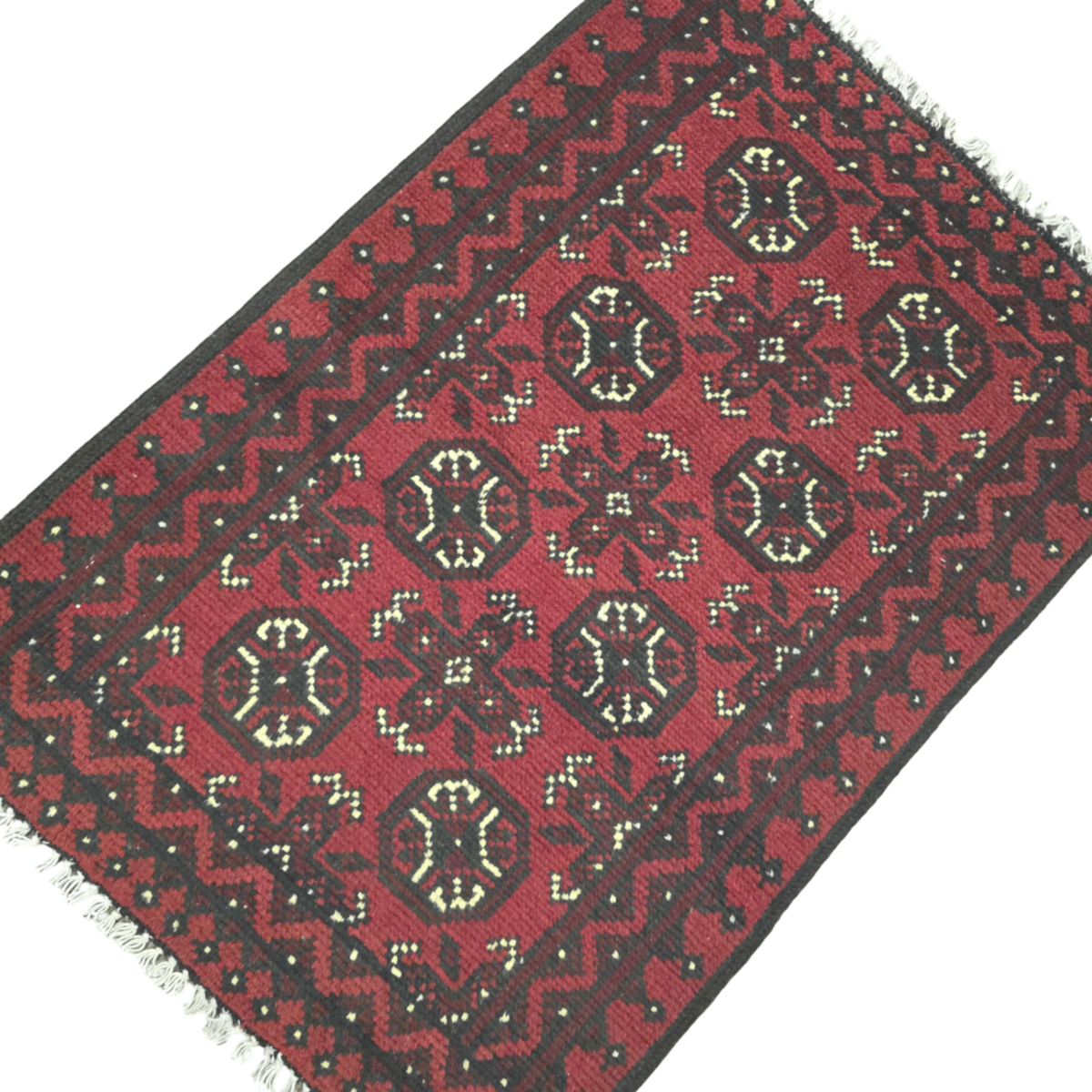 110 x 73 cm Hand-Woven Red Afghan Akche
