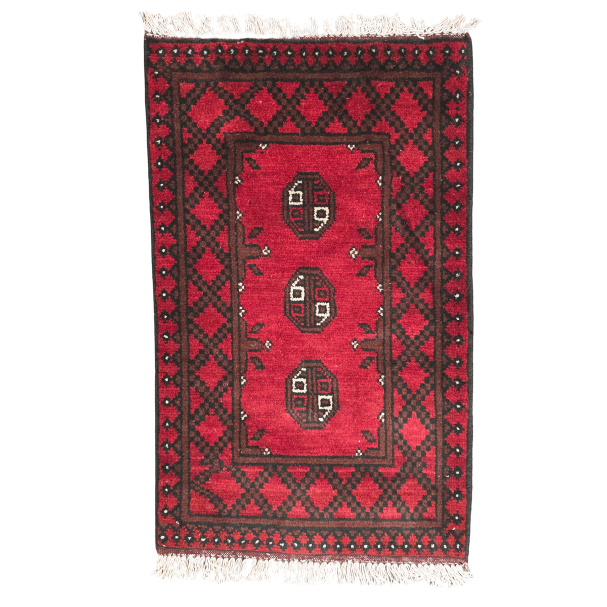140 x 55 cm Hand-Knotted Red Bokhara Afghan Akche