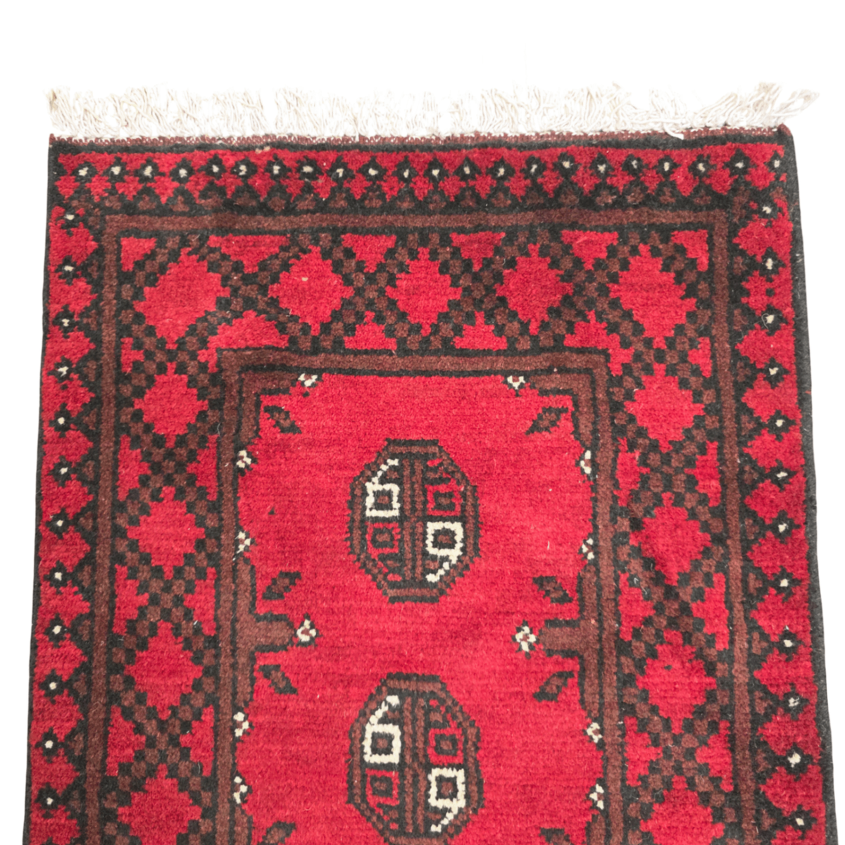 140 x 55 cm Hand-Knotted Red Bokhara Afghan Akche