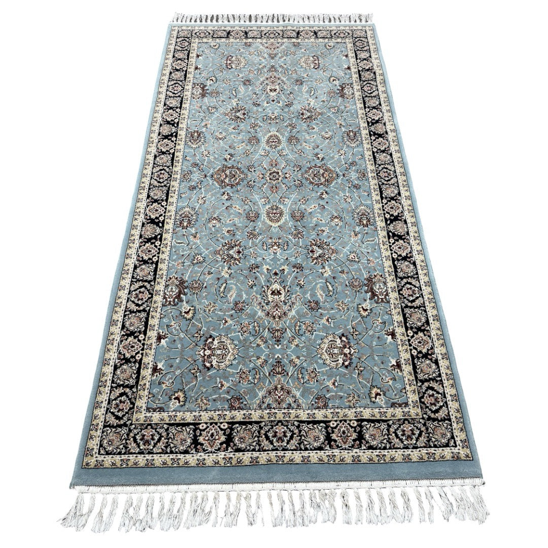 200 x 100 cm Elegant Blue Oriental Medallion Rug