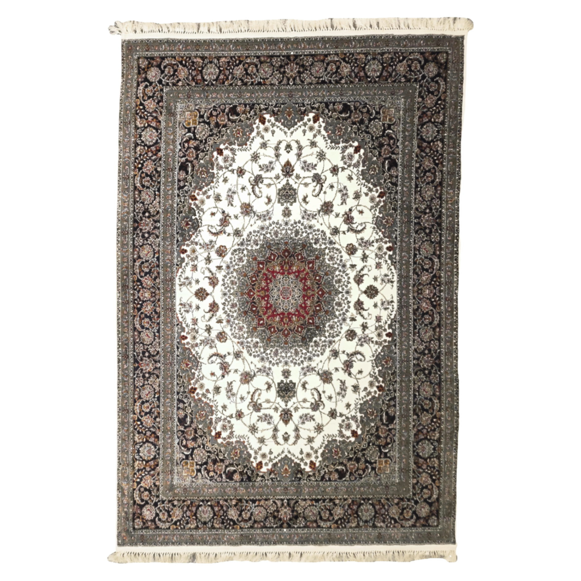 300 x 200 cm Persian Moss Kashan Rug, Floral Medallion