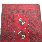 95 x 55 cm Hand-Knotted Red Bokhara Afghan Akche