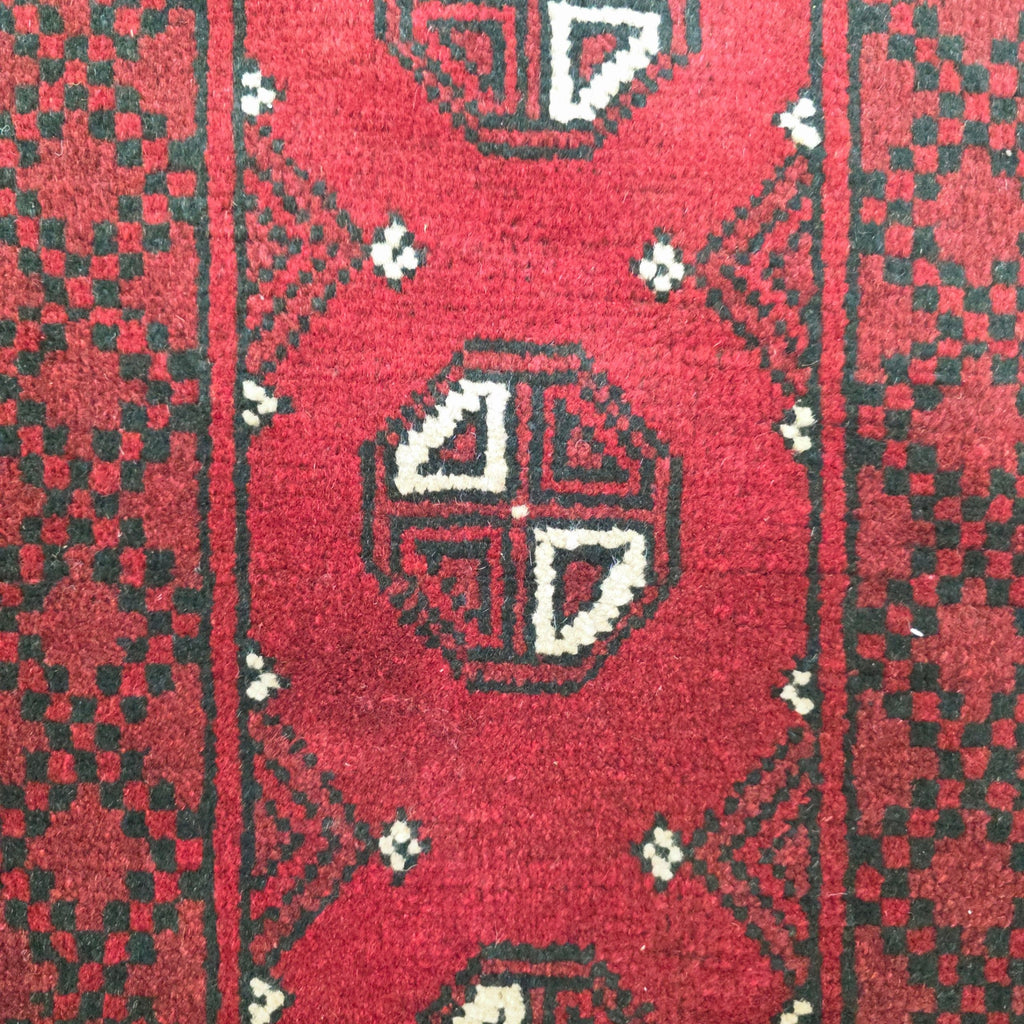 95 x 55 cm Hand-Knotted Red Bokhara Afghan Akche