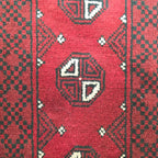 95 x 55 cm Hand-Knotted Red Bokhara Afghan Akche