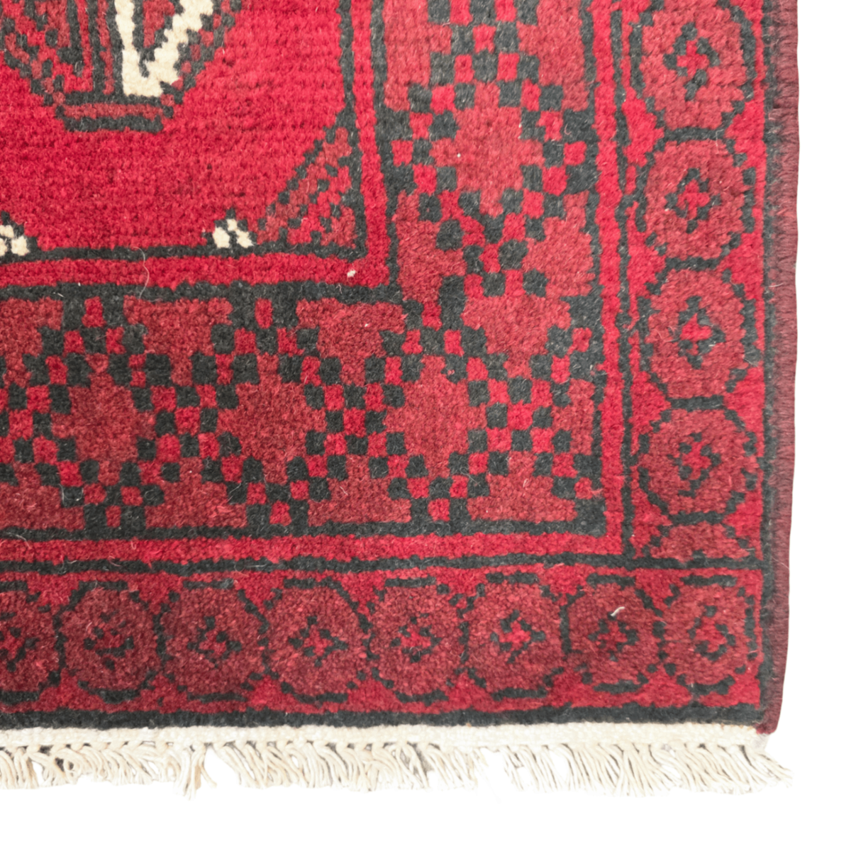 95 x 55 cm Hand-Knotted Red Bokhara Afghan Akche