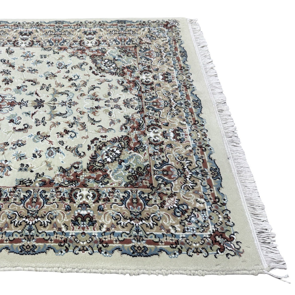 200 x 100 cm Ivory & Beige Flower Medallion Area Rug