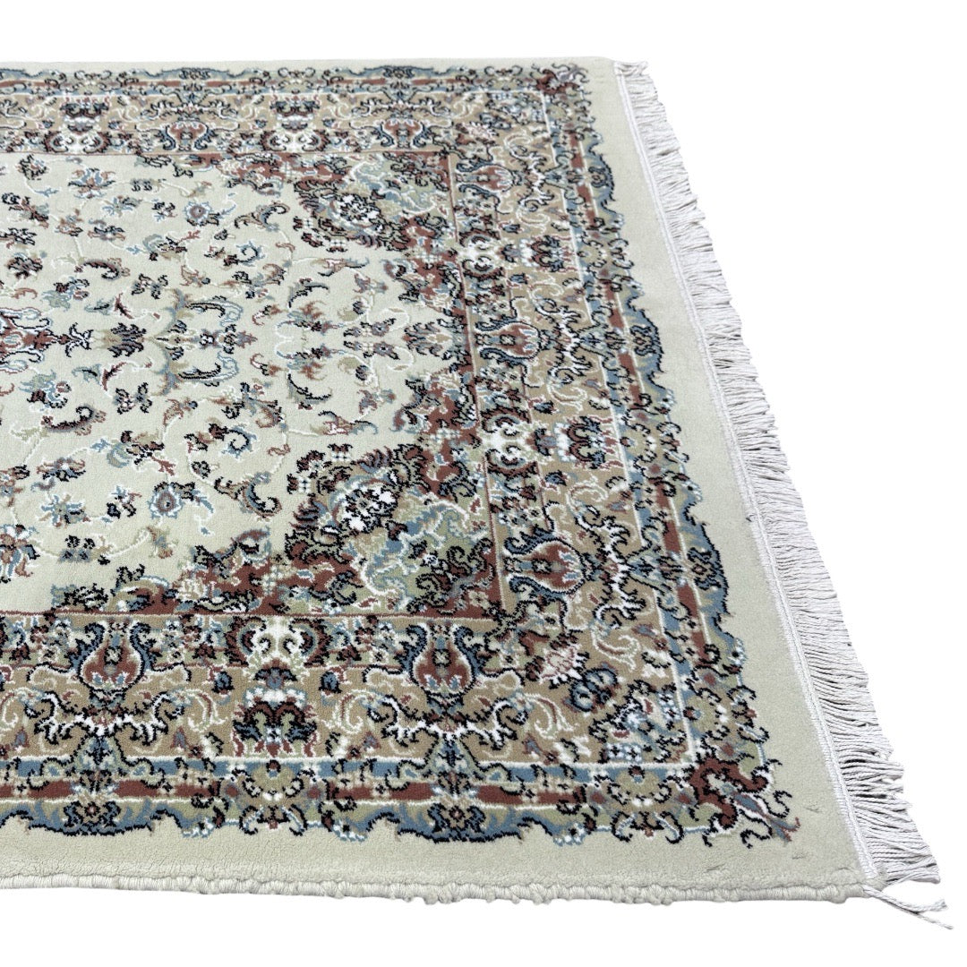 200 x 100 cm Ivory & Beige Flower Medallion Area Rug