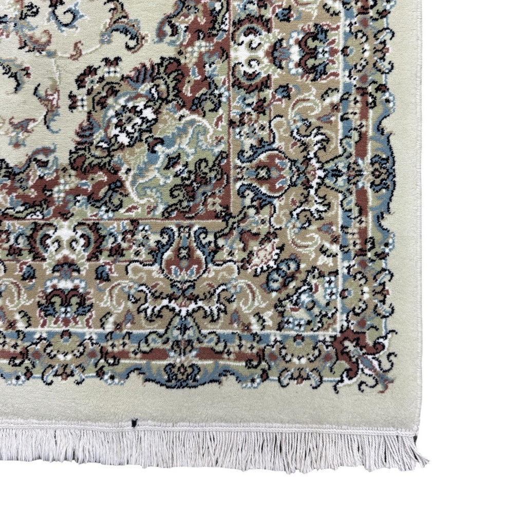 200 x 100 cm Ivory & Beige Flower Medallion Area Rug