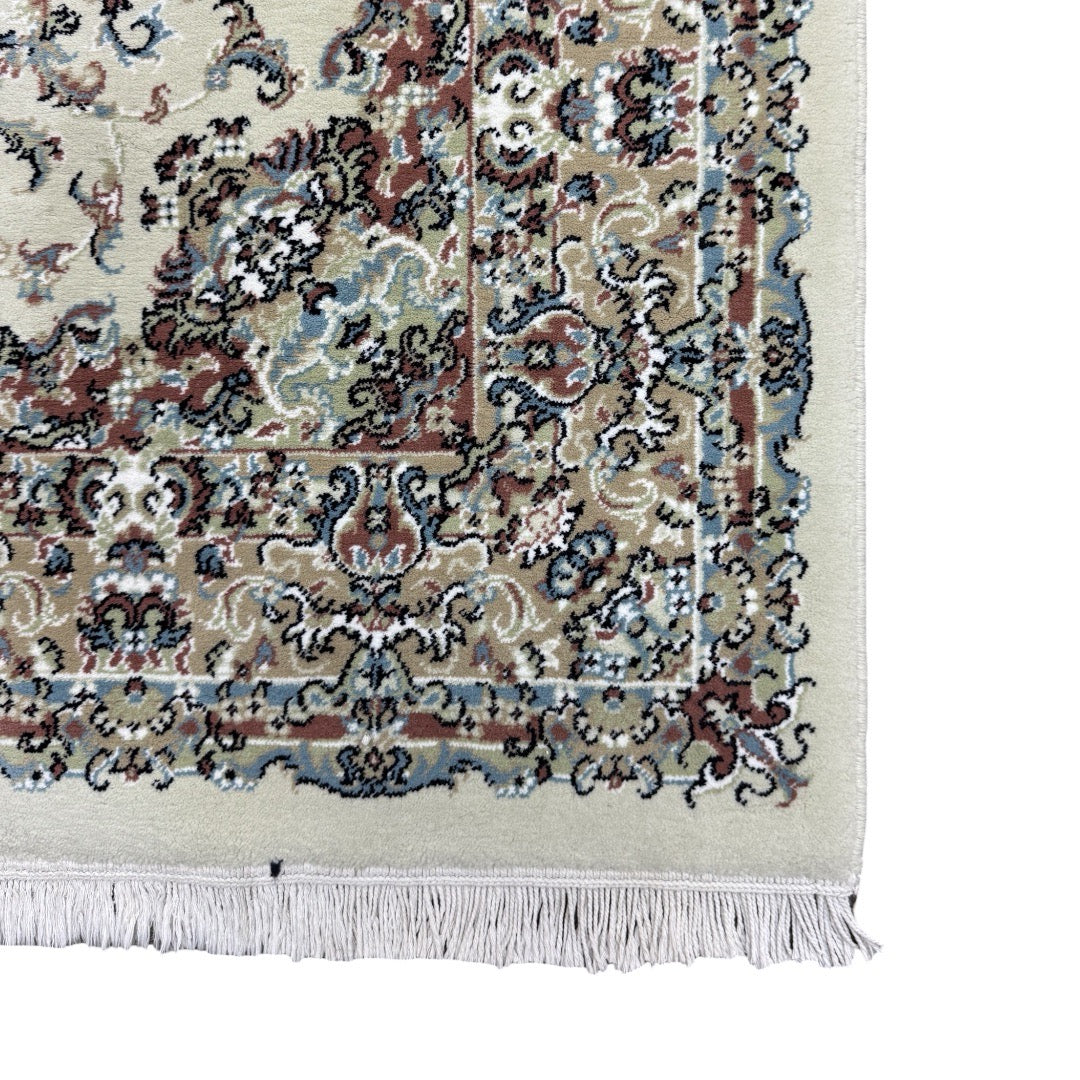 200 x 100 cm Ivory & Beige Flower Medallion Area Rug