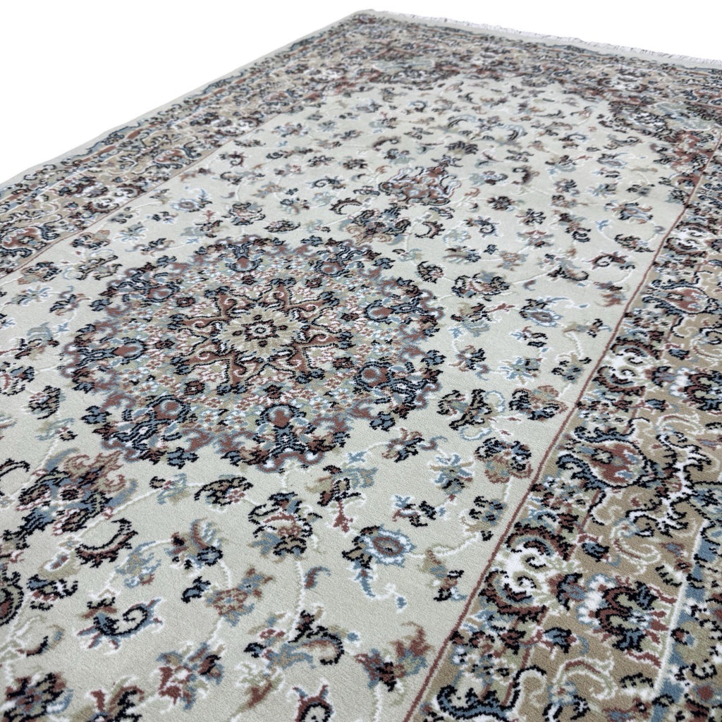 200 x 100 cm Ivory & Beige Flower Medallion Area Rug