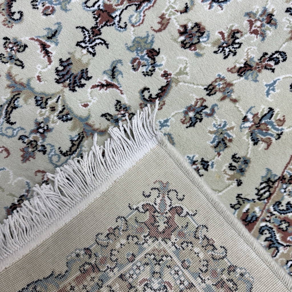 200 x 100 cm Ivory & Beige Flower Medallion Area Rug