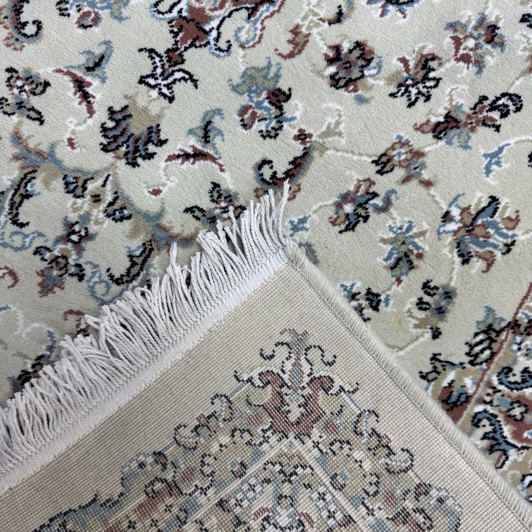 200 x 100 cm Ivory & Beige Flower Medallion Area Rug