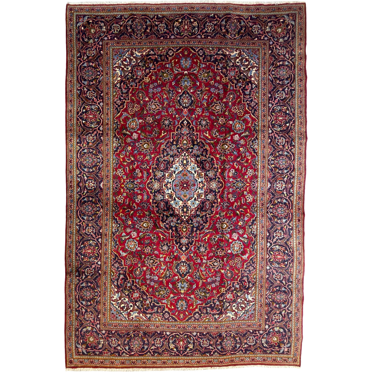 315 x 200 cm Hand Knotted Red Persian Kashan – Wool Rug