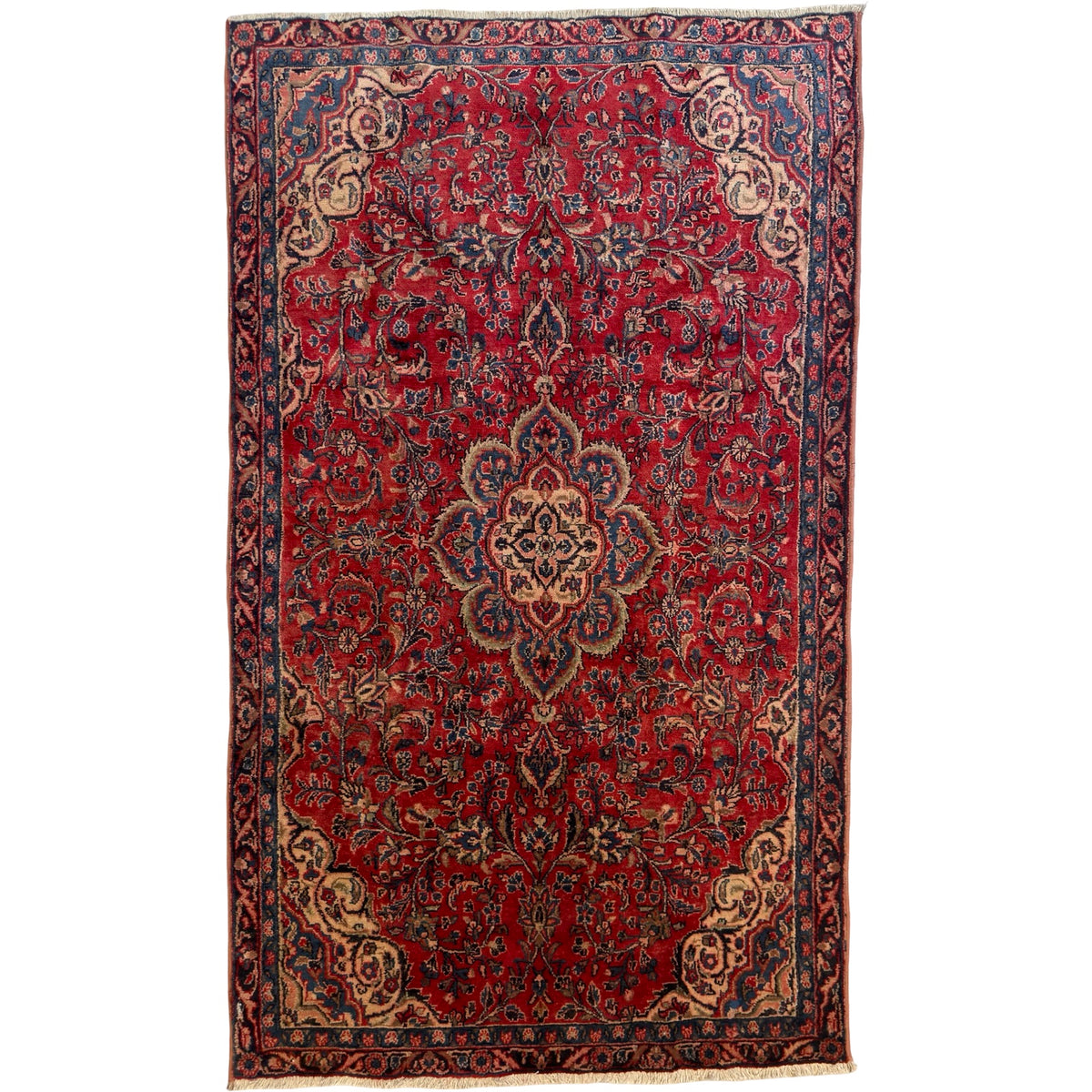 267 x 157 cm Persian Hand-Knotted Wool Rug – Red Floral Medallion