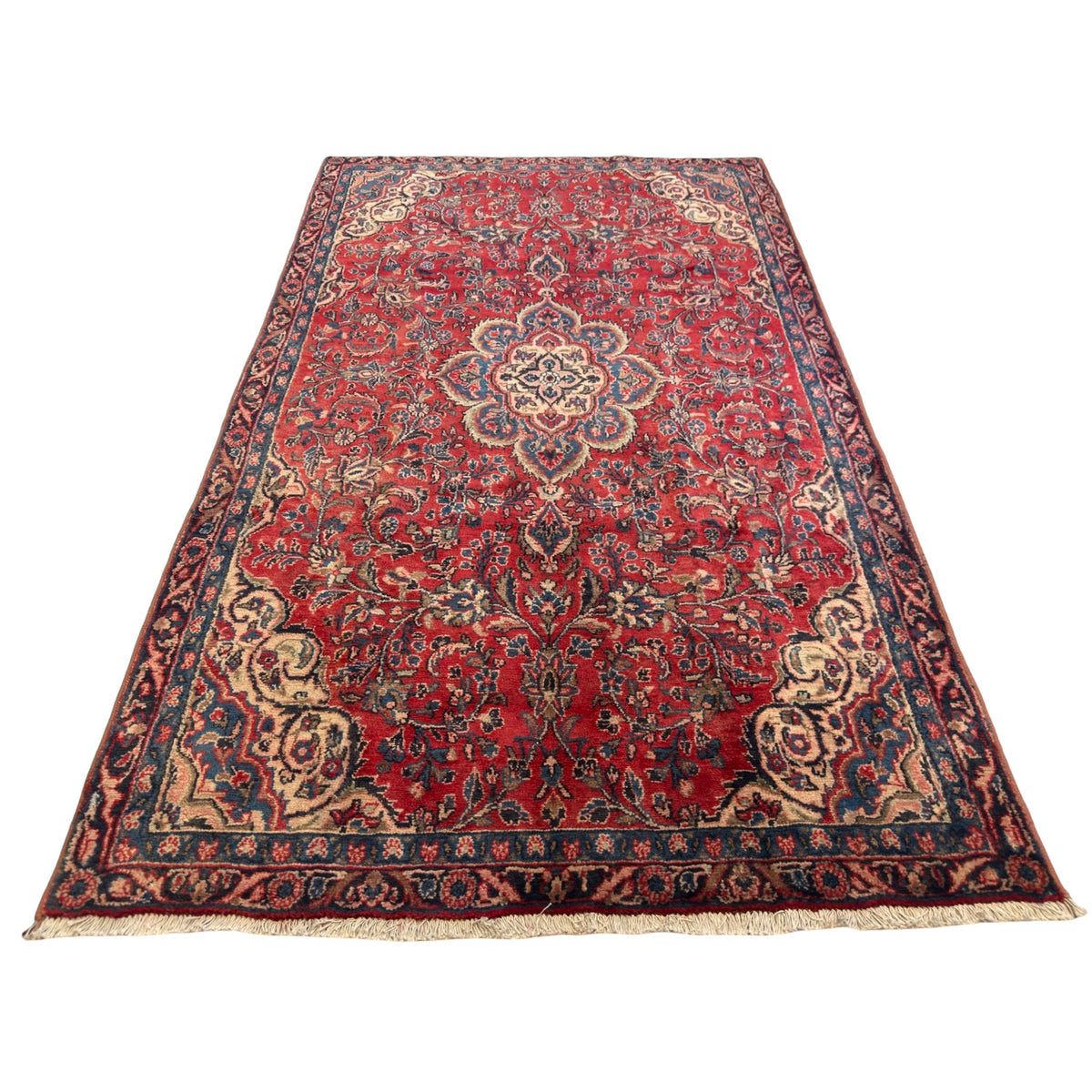 267 x 157 cm Persian Hand-Knotted Wool Rug – Red Floral Medallion