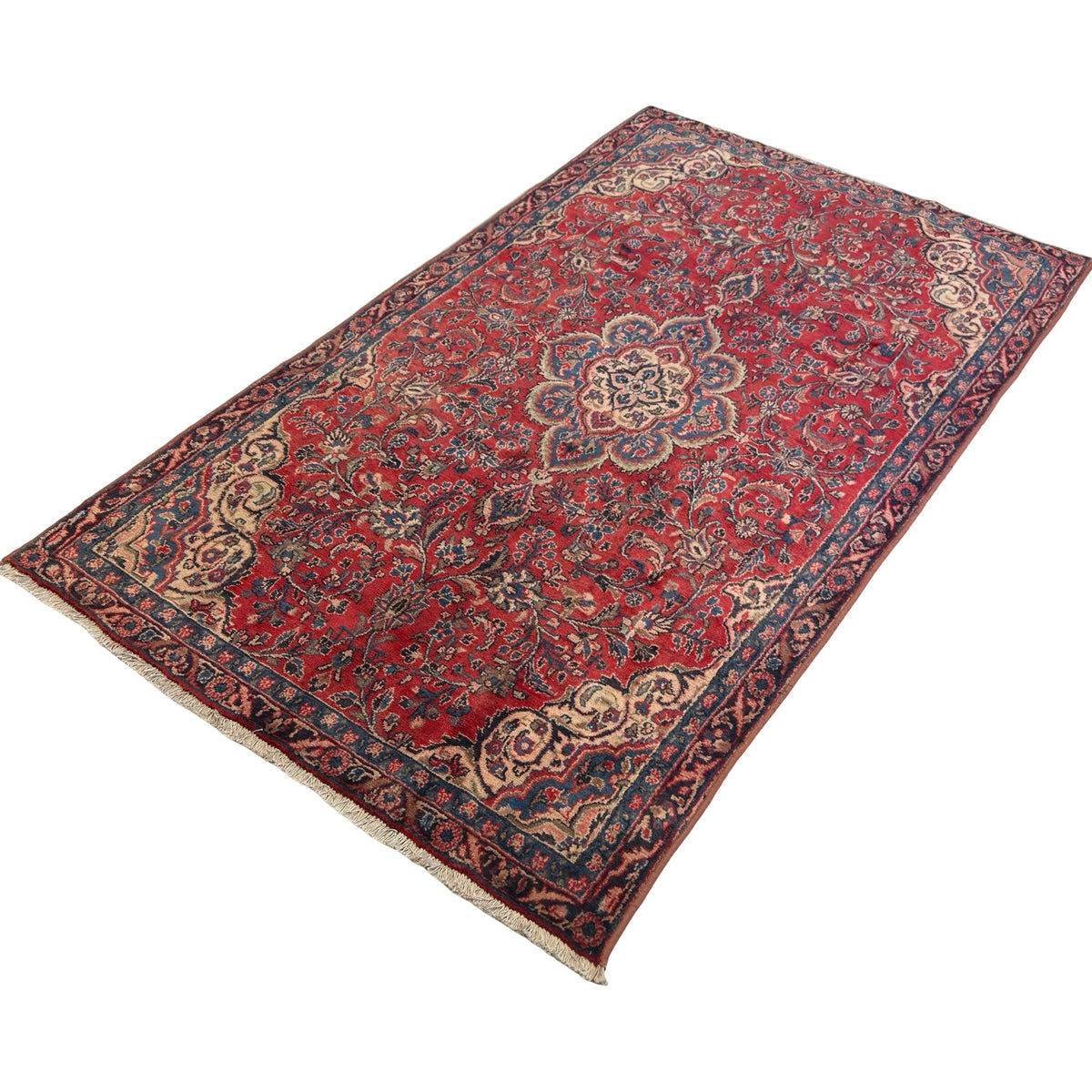 267 x 157 cm Persian Hand-Knotted Wool Rug – Red Floral Medallion