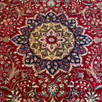 290 x 200 cm Persian Tabriz Hand-Knotted Wool Rug – Red & Navy