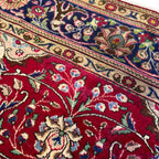 290 x 200 cm Persian Tabriz Hand-Knotted Wool Rug – Red & Navy