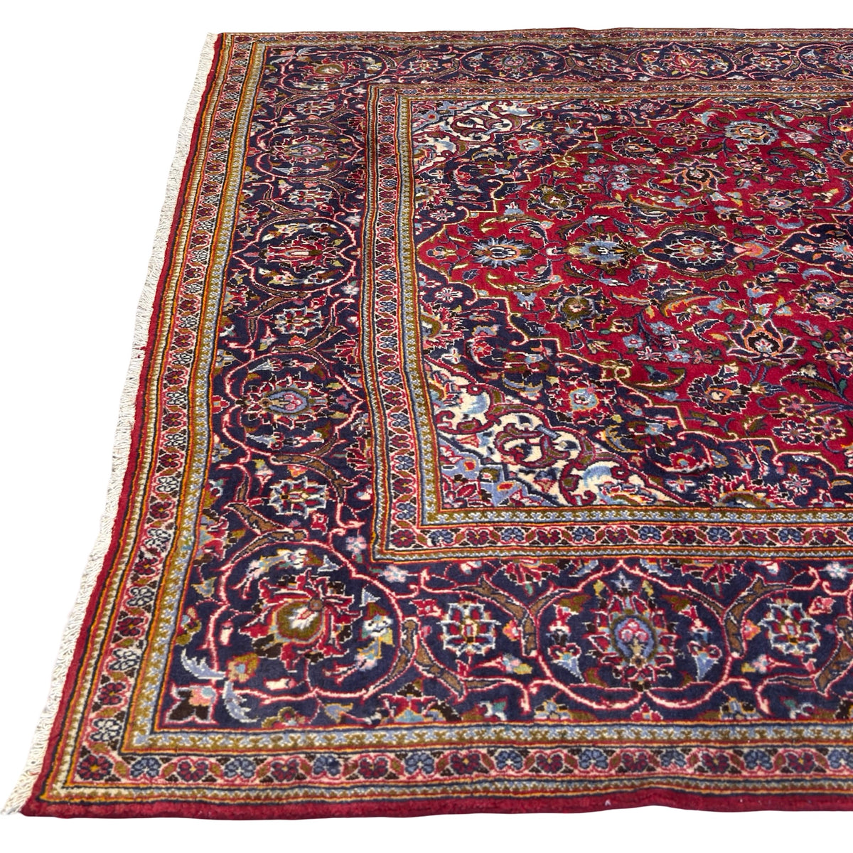 315 x 200 cm Hand Knotted Red Persian Kashan – Wool Rug