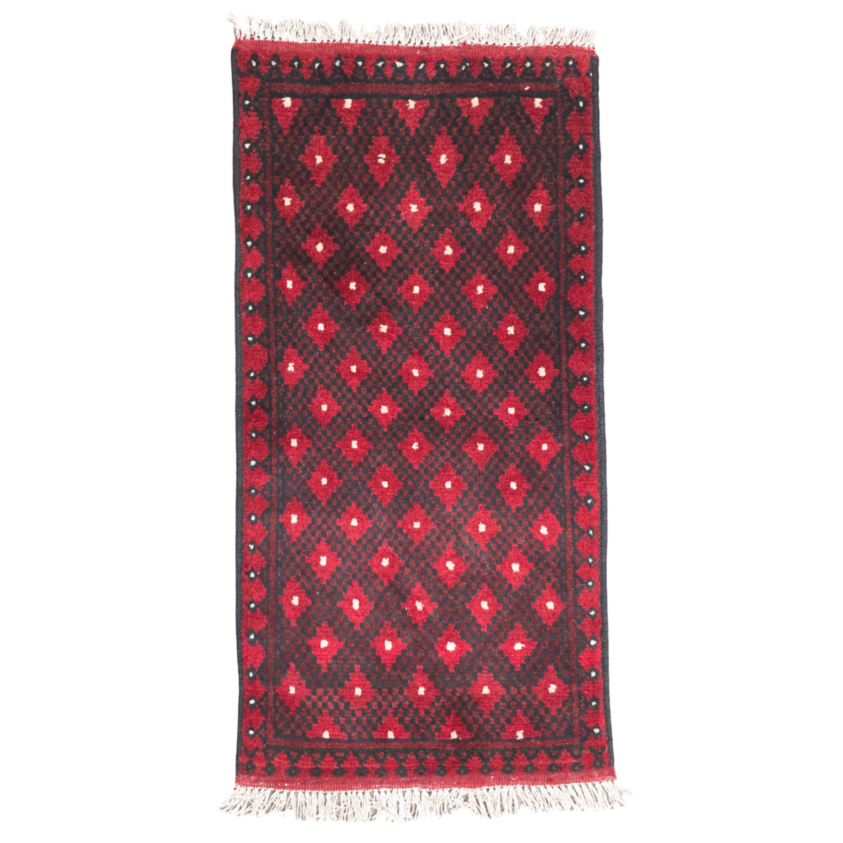 100 x 50 cm Hand-Knotted Red Afghan Akche