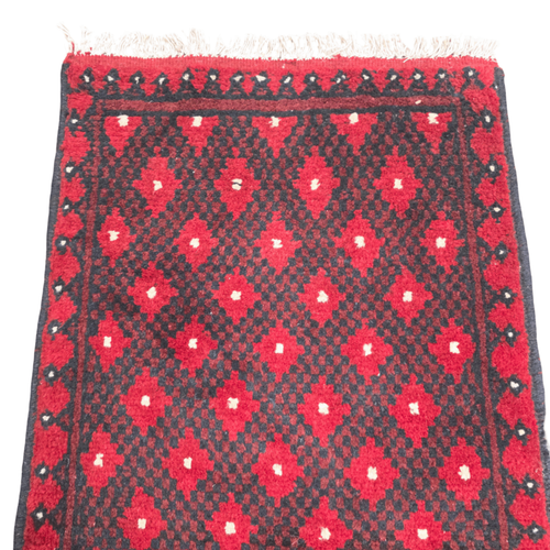 100 x 50 cm Hand-Knotted Red Afghan Akche