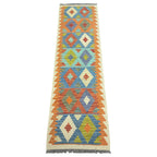 238 x 72 cm Hand-Woven Afghan Kilim Runner Rug – Wool Flatweave