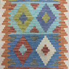 238 x 72 cm Hand-Woven Afghan Kilim Runner Rug – Wool Flatweave
