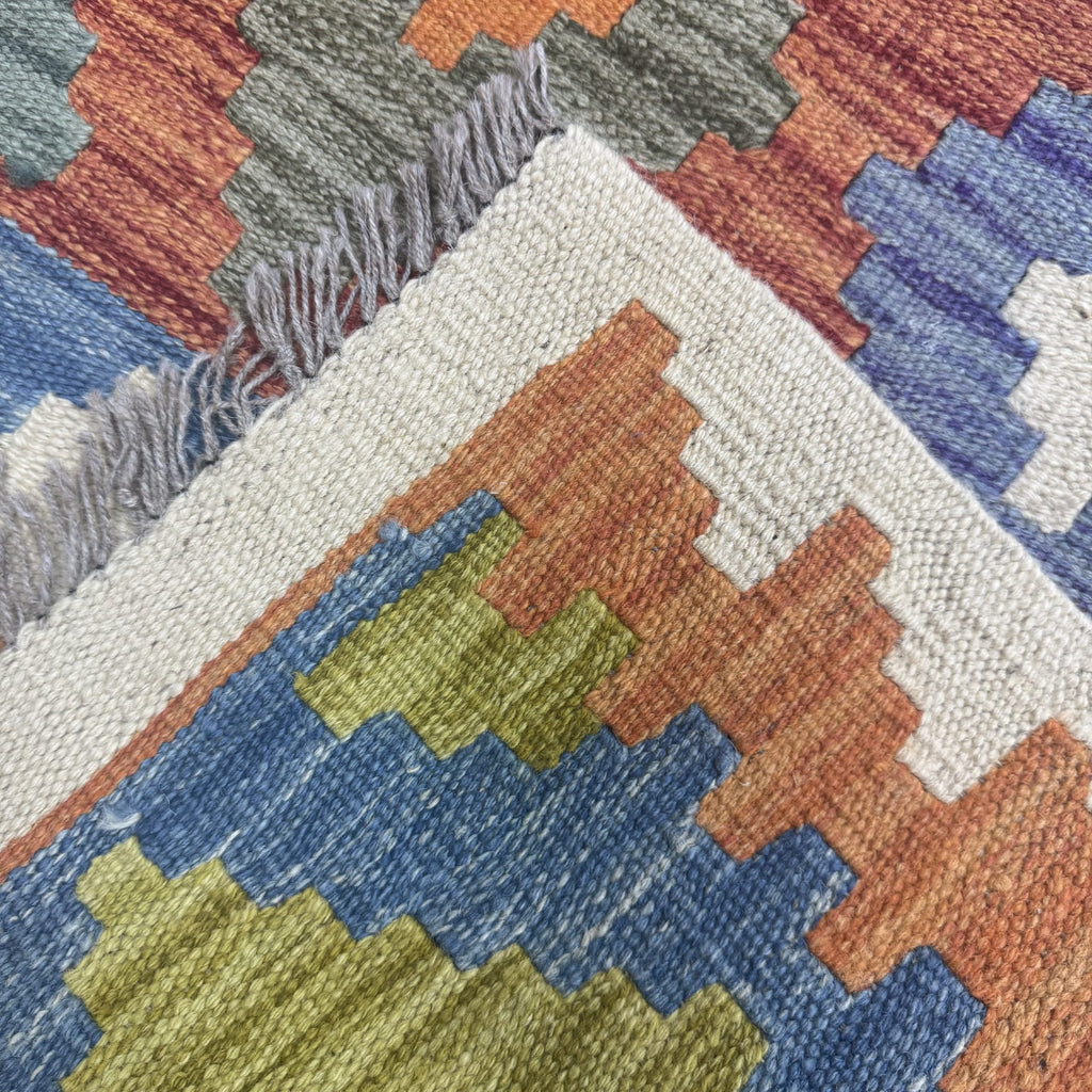 238 x 72 cm Hand-Woven Afghan Kilim Runner Rug – Wool Flatweave
