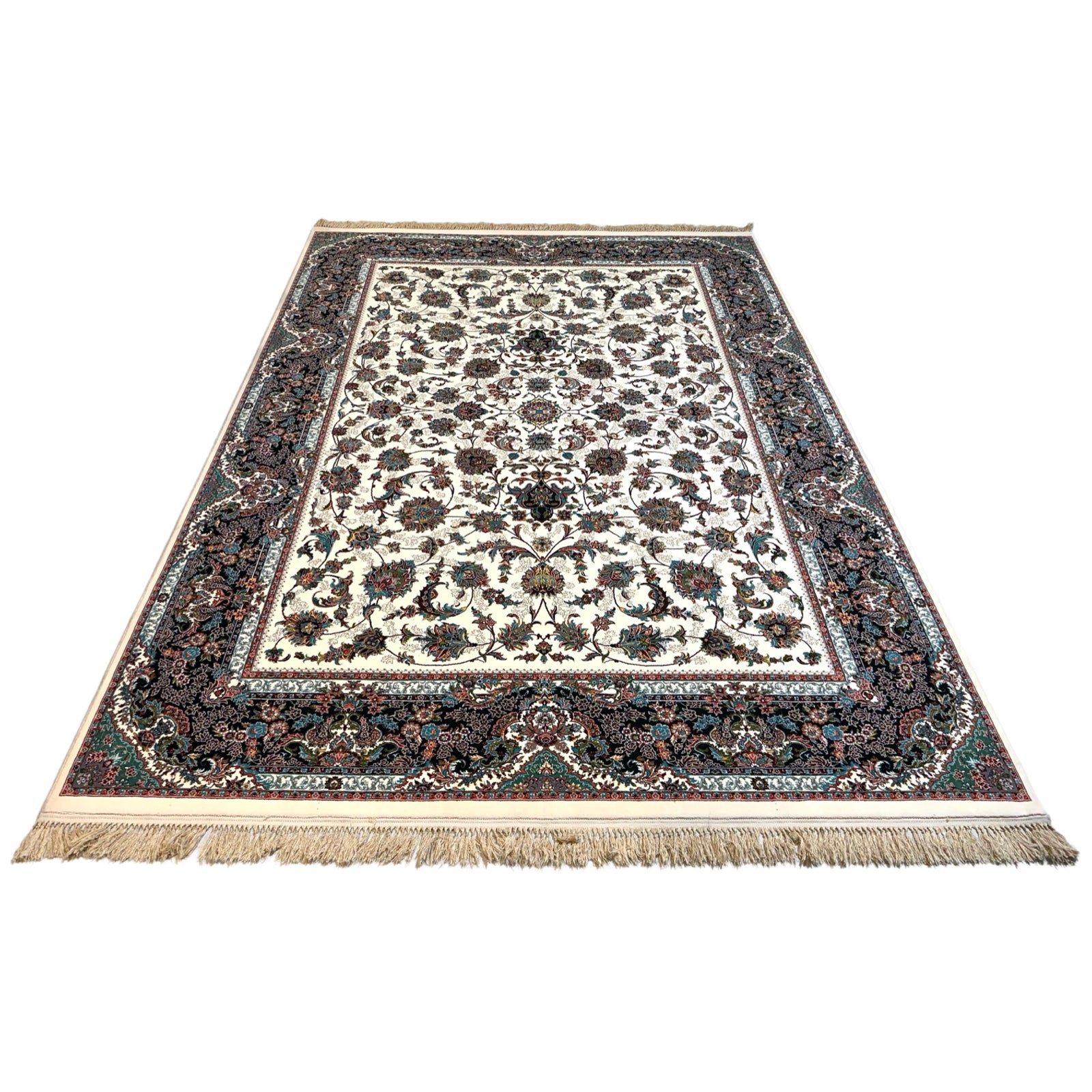 350 x 250 cm Cream Persian All Over Tabriz Floral Rug