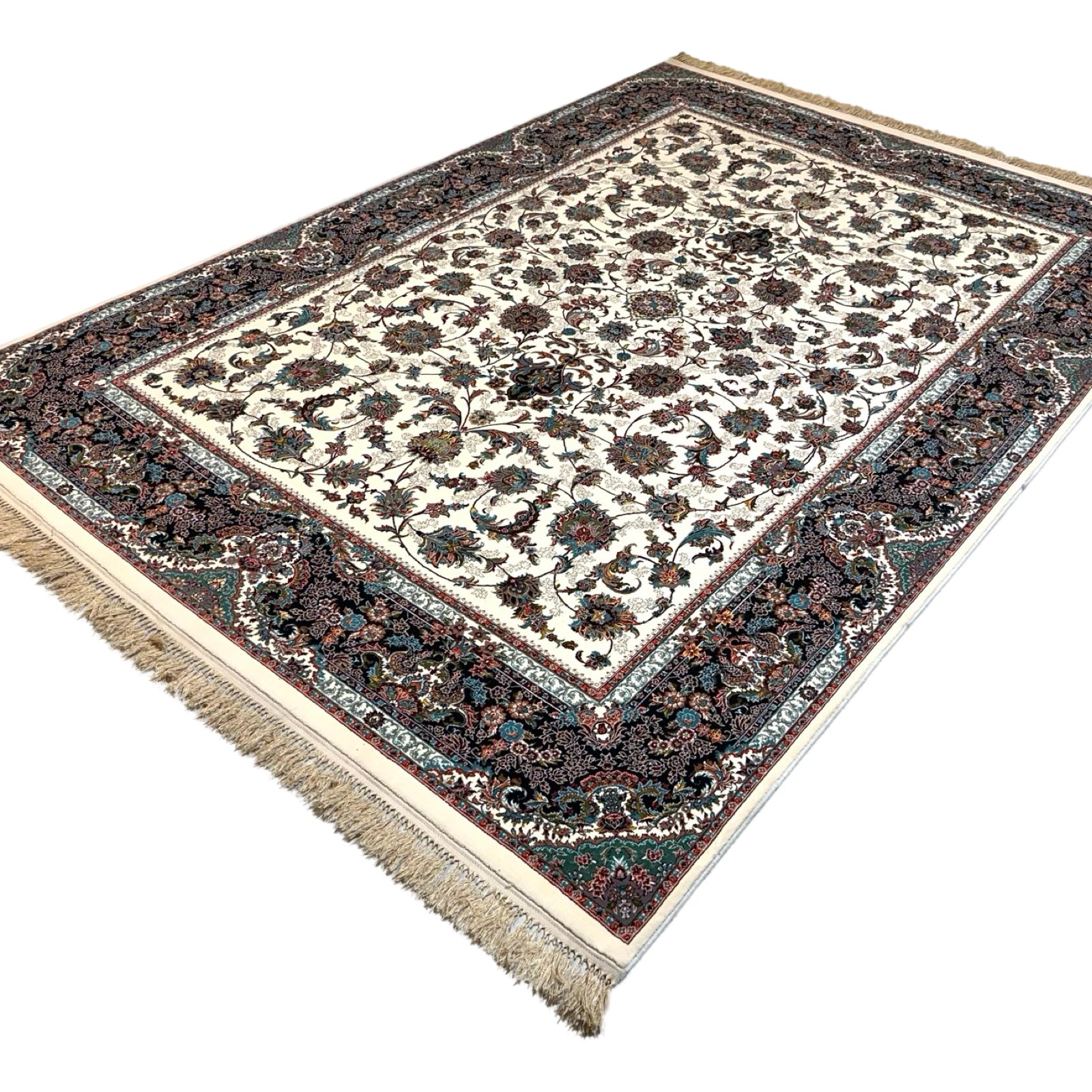 350 x 250 cm Cream Persian All Over Tabriz Floral Rug