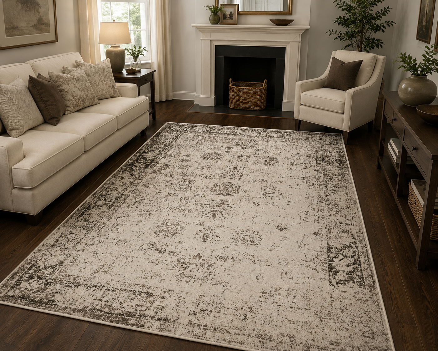 230 x 160 cm Persian Tabriz Design Machine-Made Rug