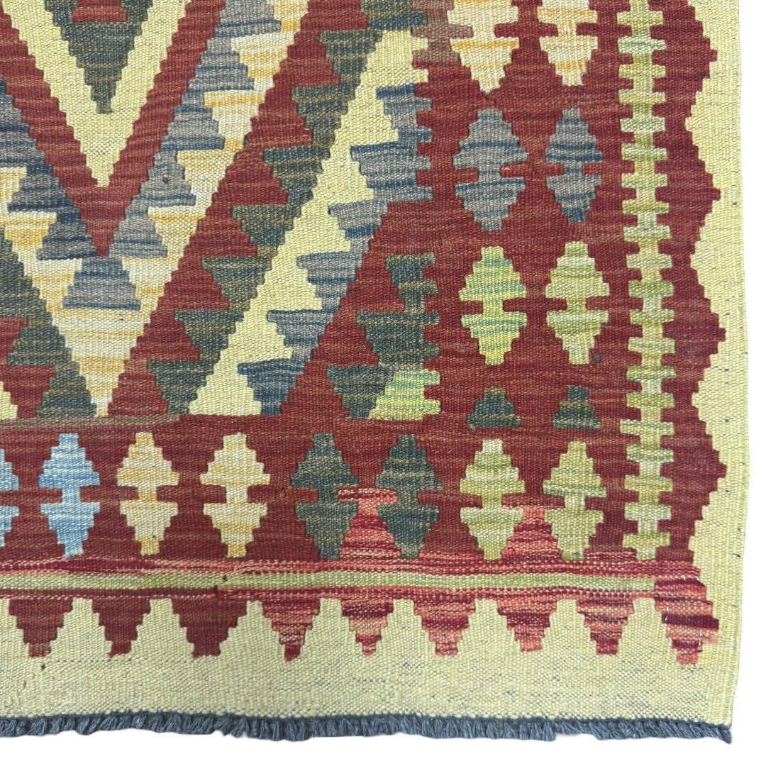 510 x 82 cm Hand-Woven Afghan Kilim Runner Rug – Wool Flatweave