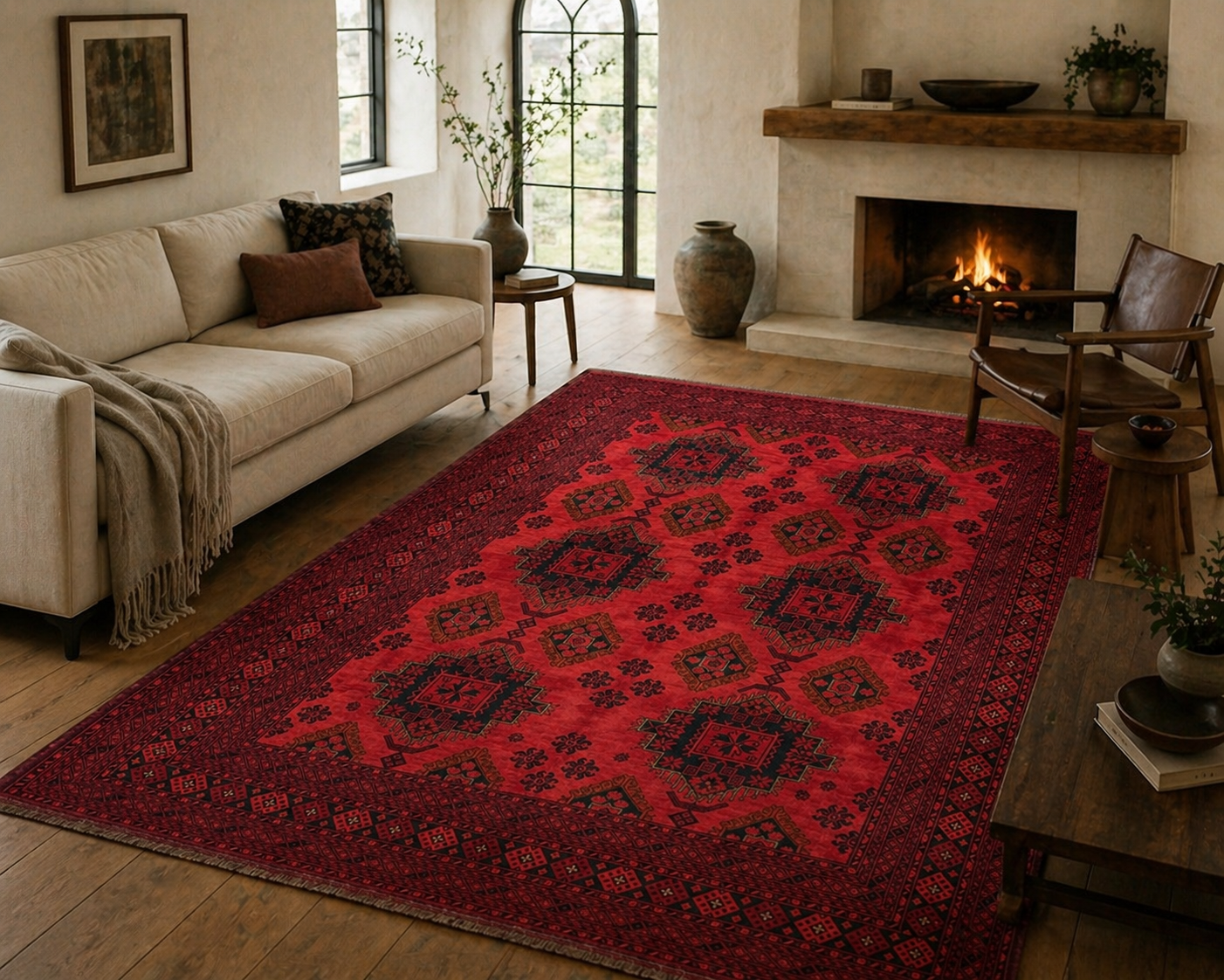 297 x 193 cm Hand-Knotted Afghan Khal Mohammadi Turkmen Rug