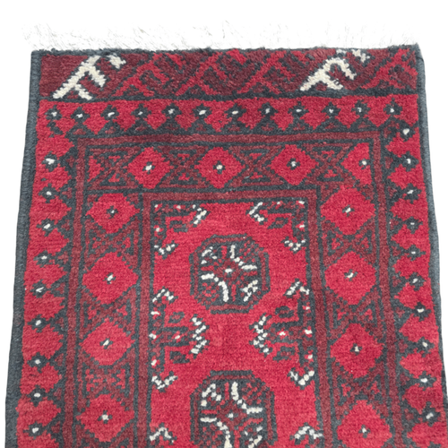 100 x 50 cm Hand-Knotted Red Bokhara Afghan Akche