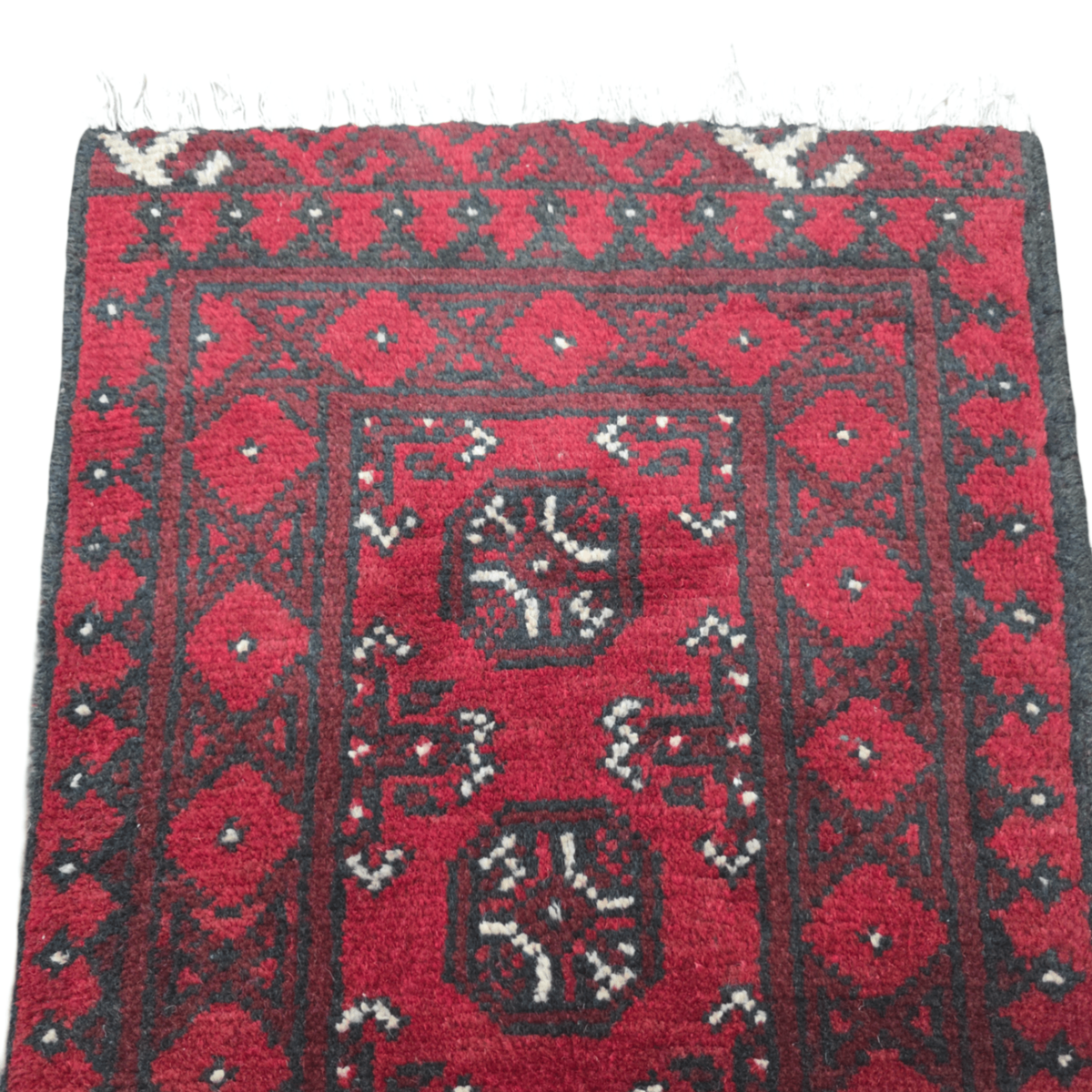 100 x 50 cm Hand-Knotted Red Bokhara Afghan Akche