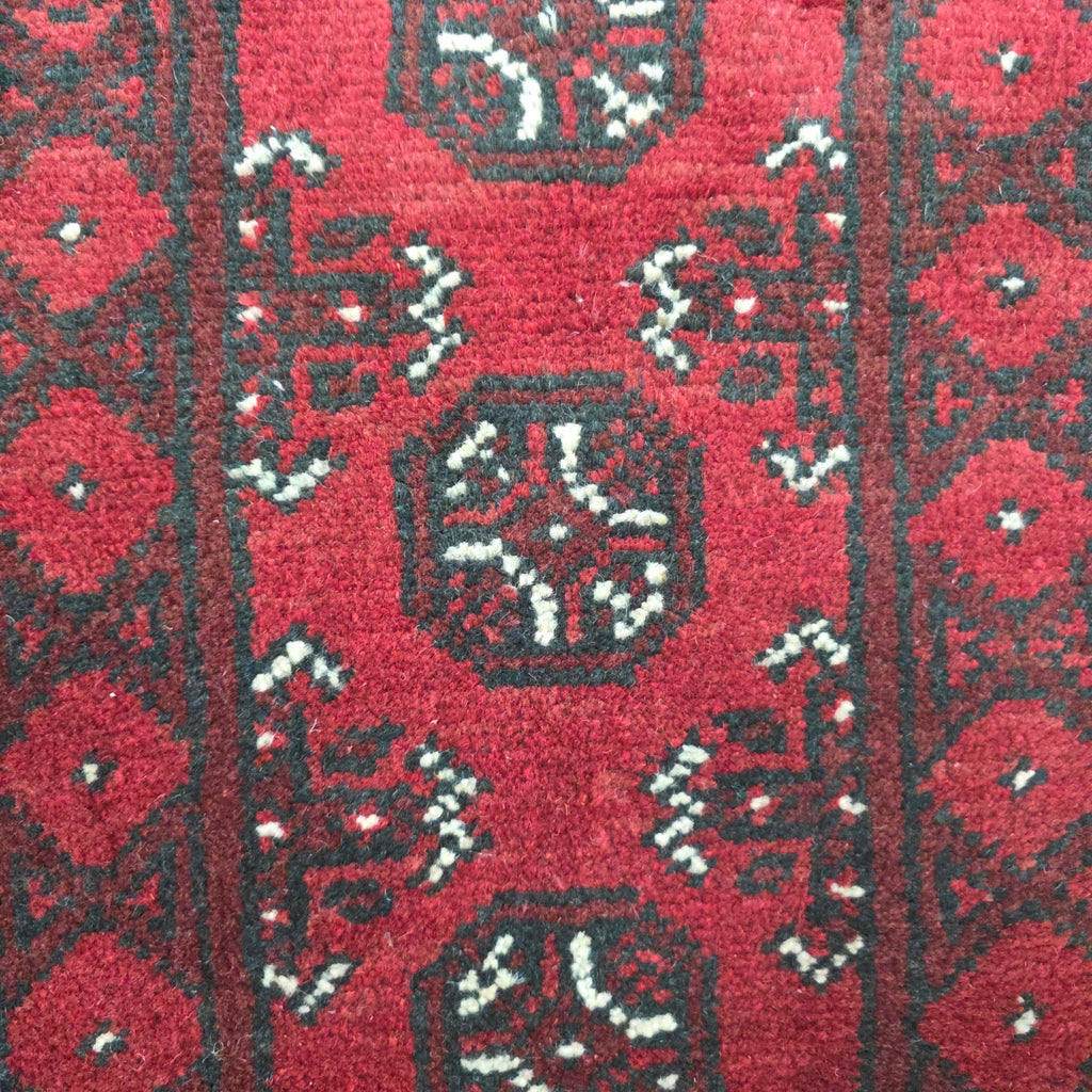 100 x 50 cm Hand-Knotted Red Bokhara Afghan Akche