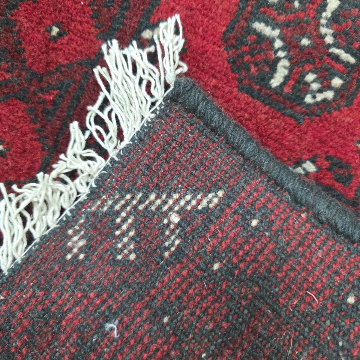100 x 50 cm Hand-Knotted Red Bokhara Afghan Akche