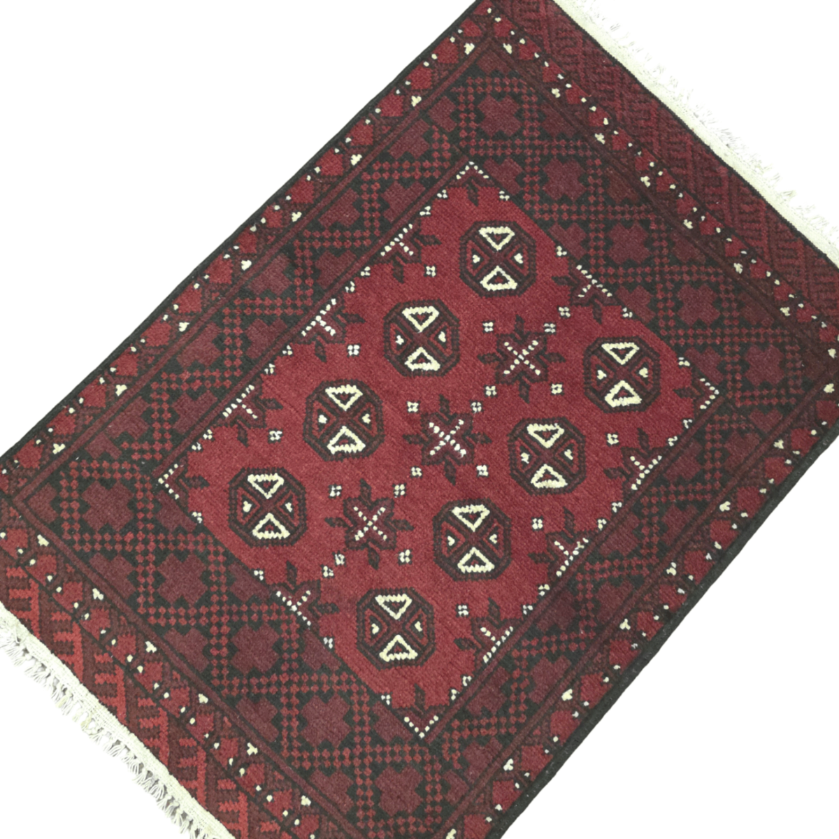 112 x 80 cm Hand-Woven Red Afghan Akche