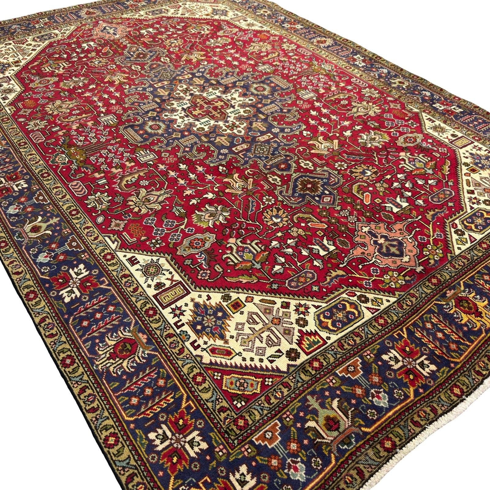 280 x 200 cm Hand-Knotted Persian Geometric Tabriz Rug
