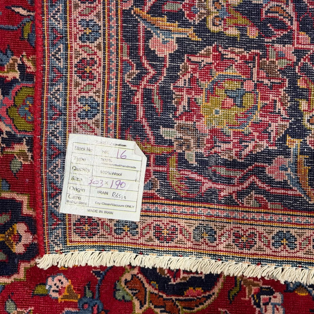 303 x 190 cm Hand-Knotted Persian Kashan Floral Medallion Rug