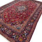303 x 190 cm Hand-Knotted Persian Kashan Floral Medallion Rug