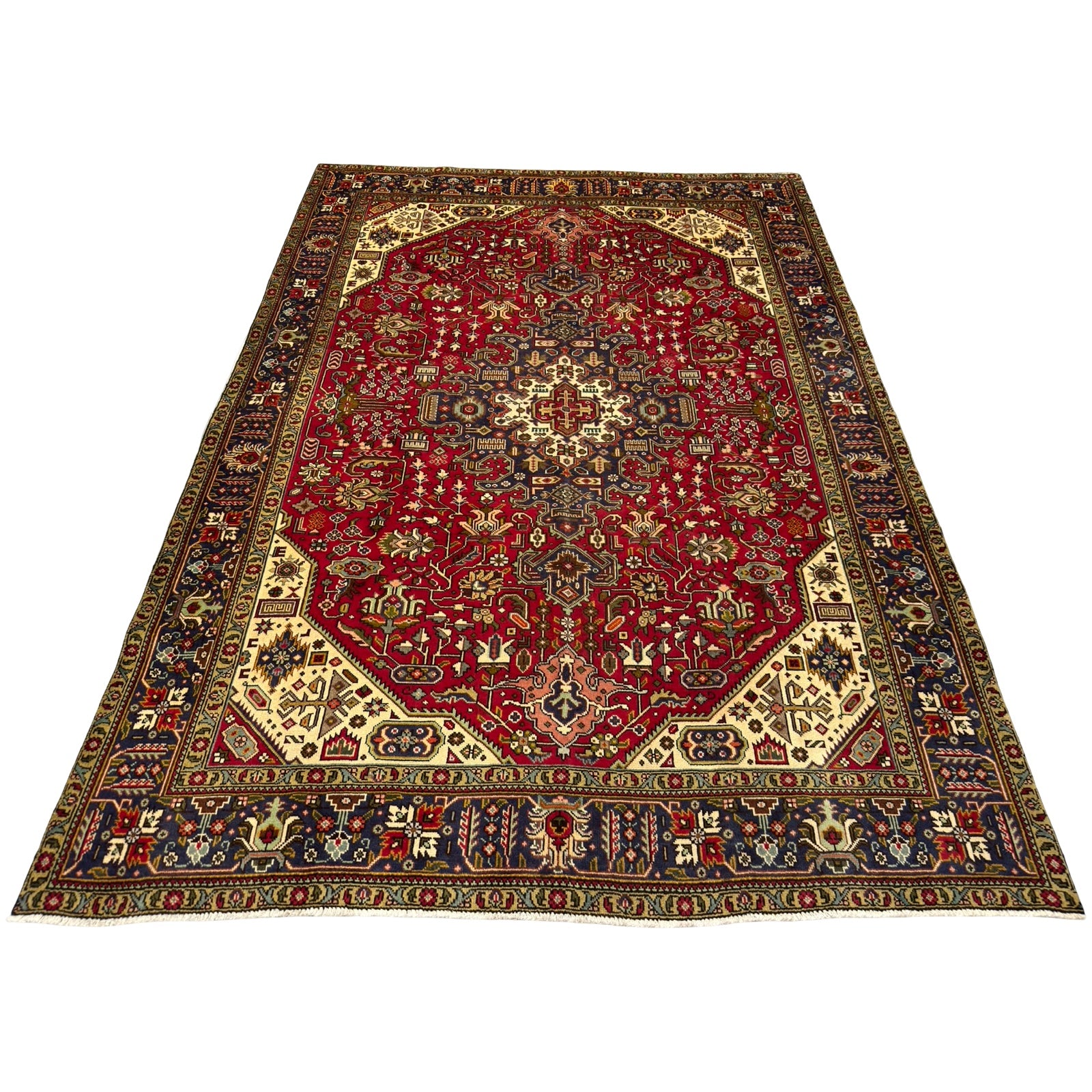 280 x 200 cm Hand-Knotted Persian Geometric Tabriz Rug
