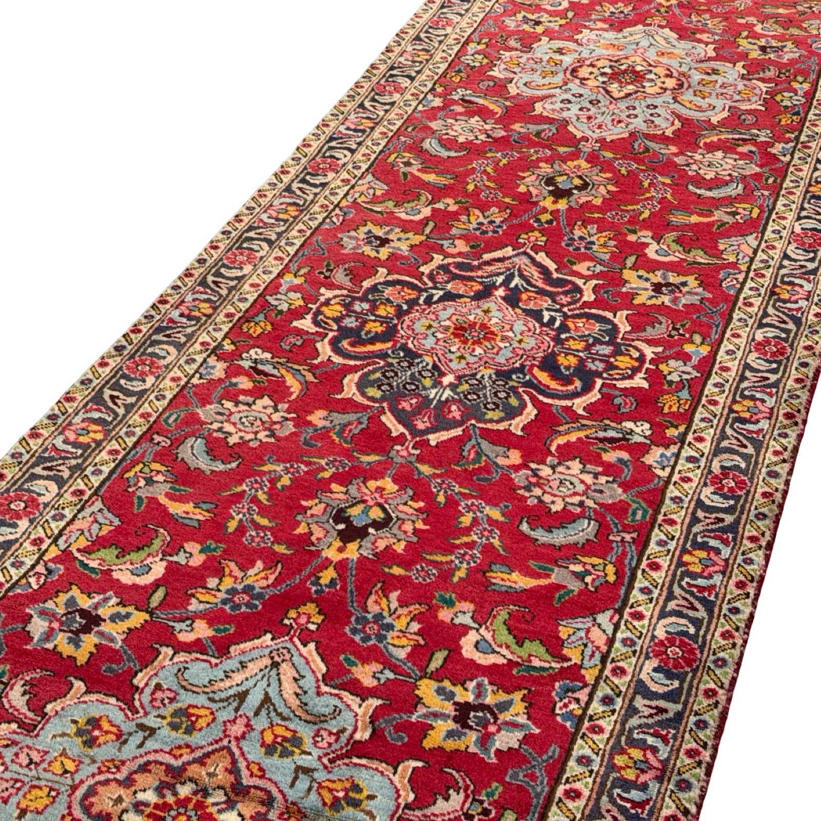412 x 78 cm Hand-Knotted Persian Kashan Runner Rug