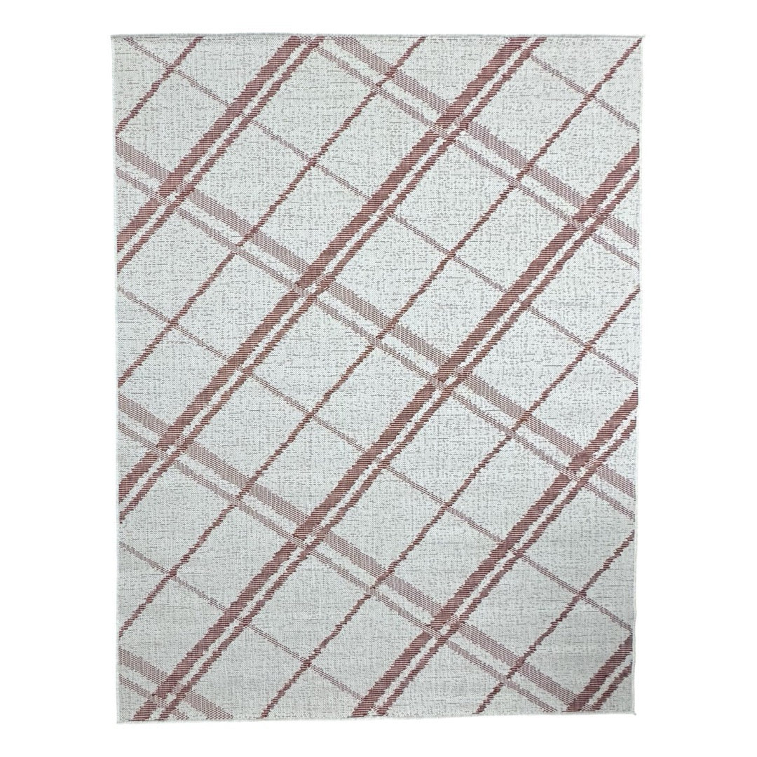 230 x 160 cm Ivory & Rust Checkered Indoor/Outdoor Rug