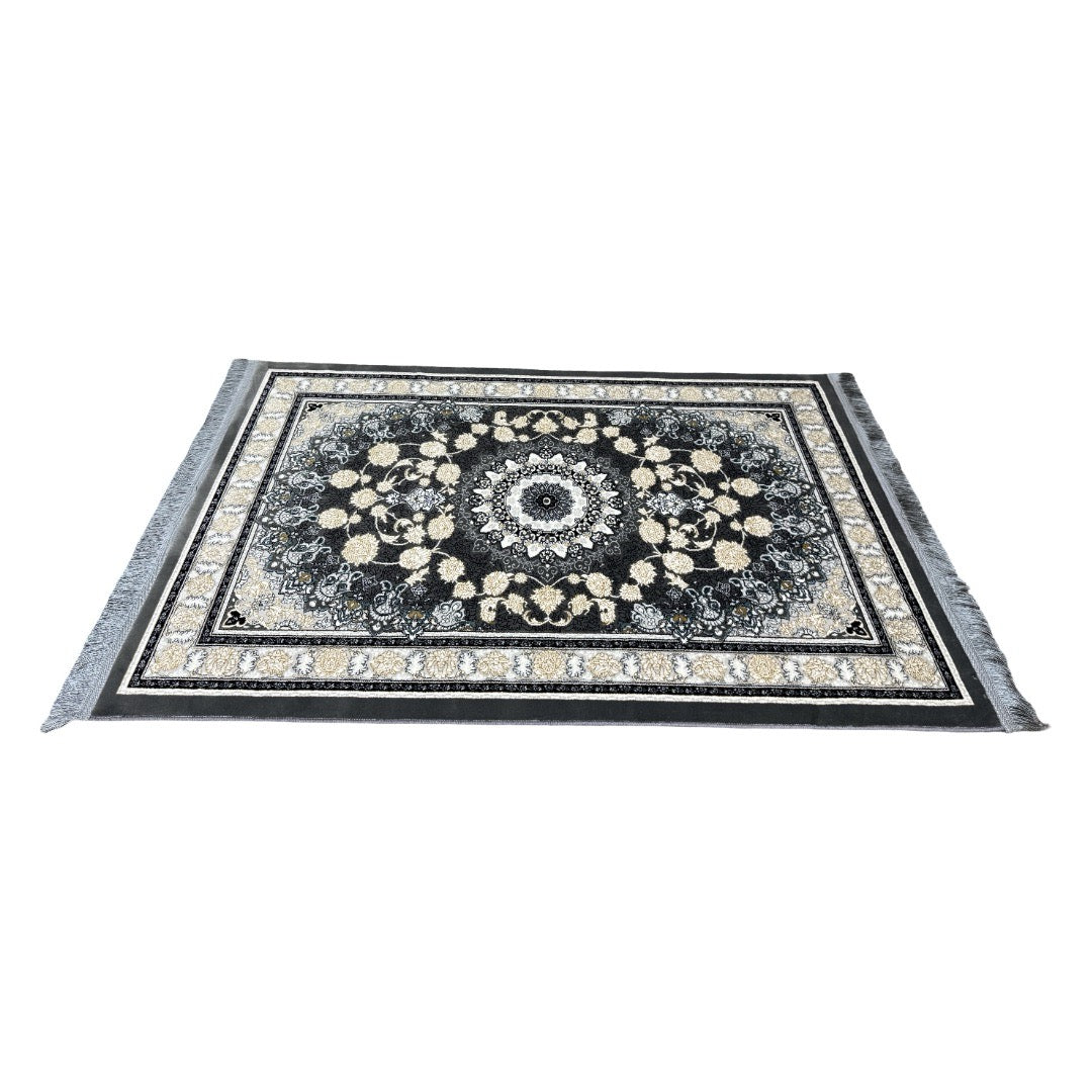 Grey and ivory Persian rug detail