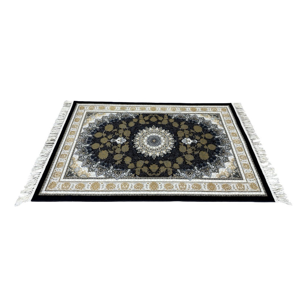 Grey and gold Persian rug detail