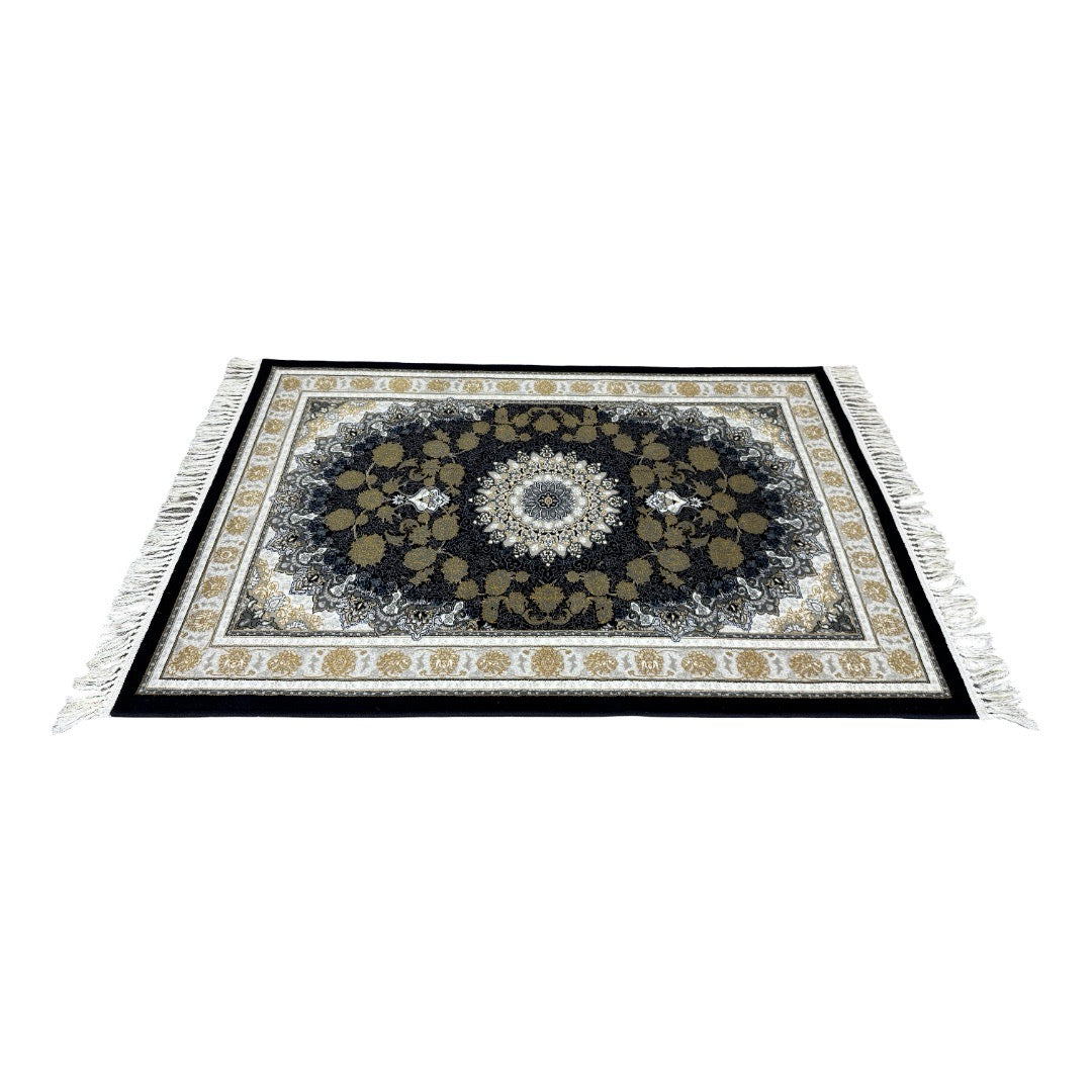 Grey and gold Persian rug detail